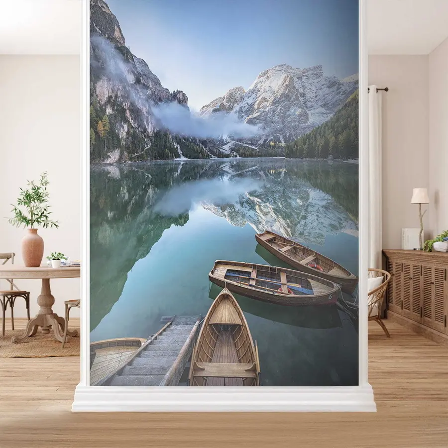 Carta da parati nature Paesaggio con barche 