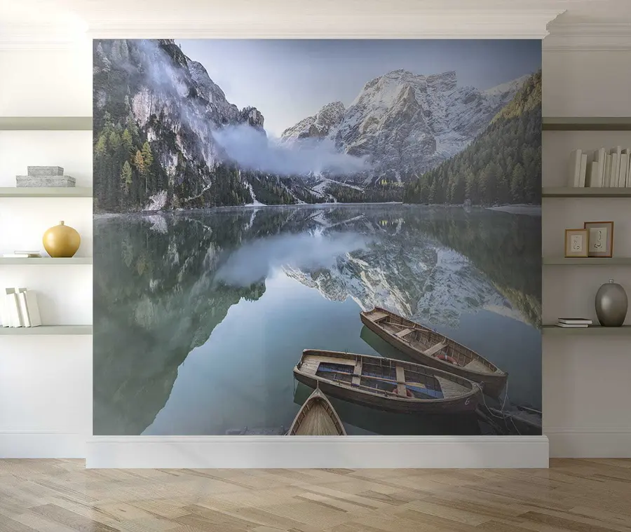 Carta da parati nature Paesaggio con barche 