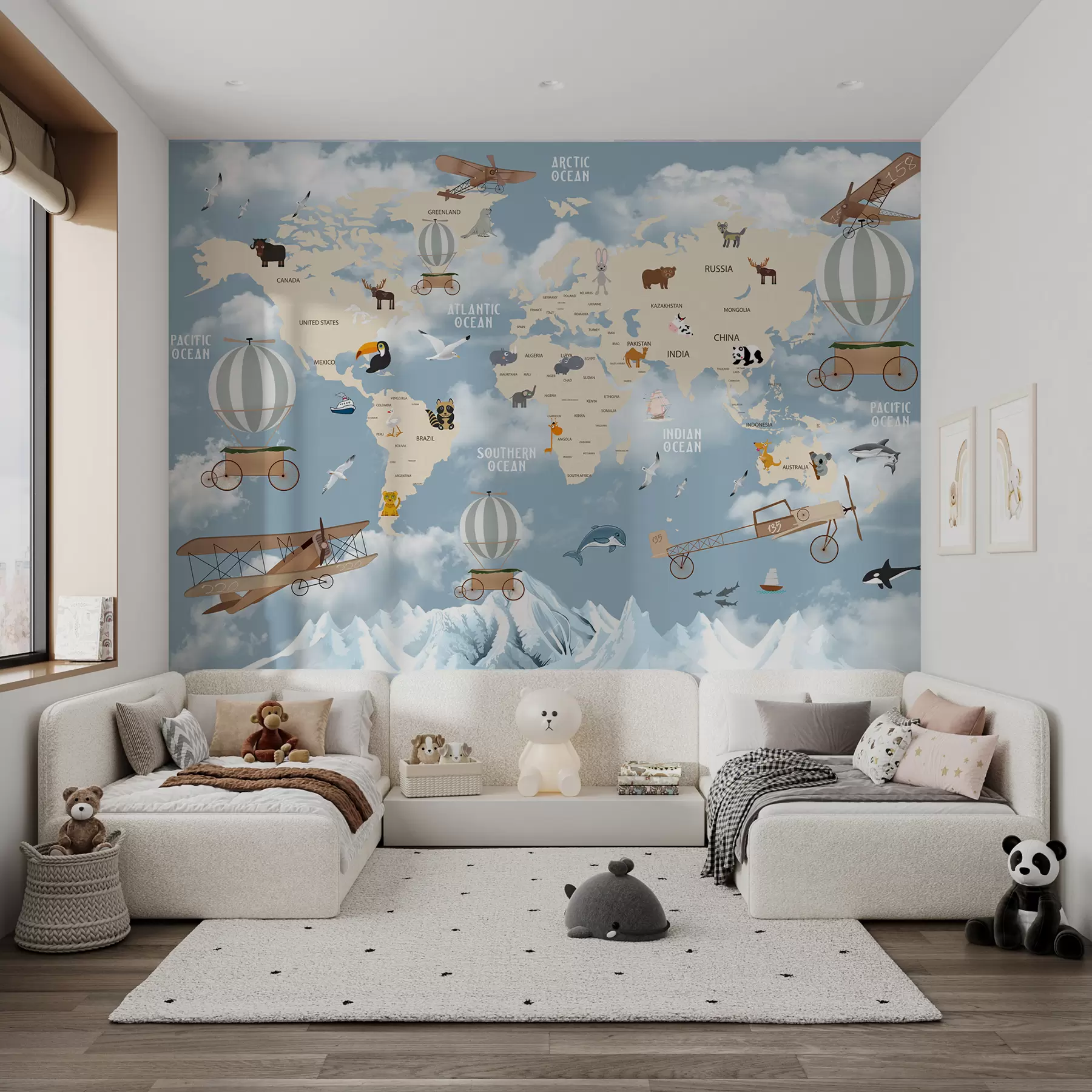 carta da parati Mappamondo con animali nr. u48123