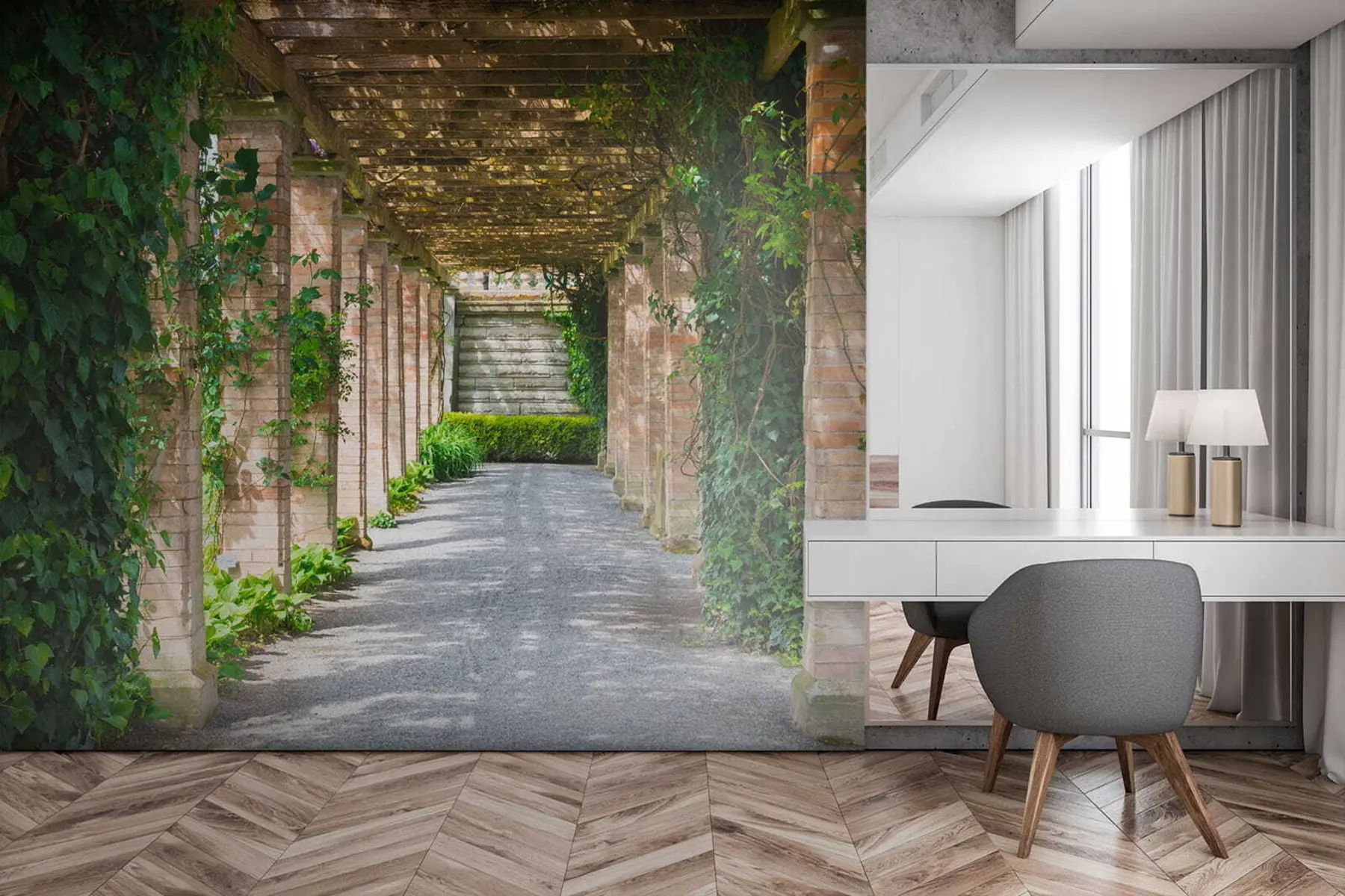 Carta da parati che aumenta lo spazio Cortile italiano
