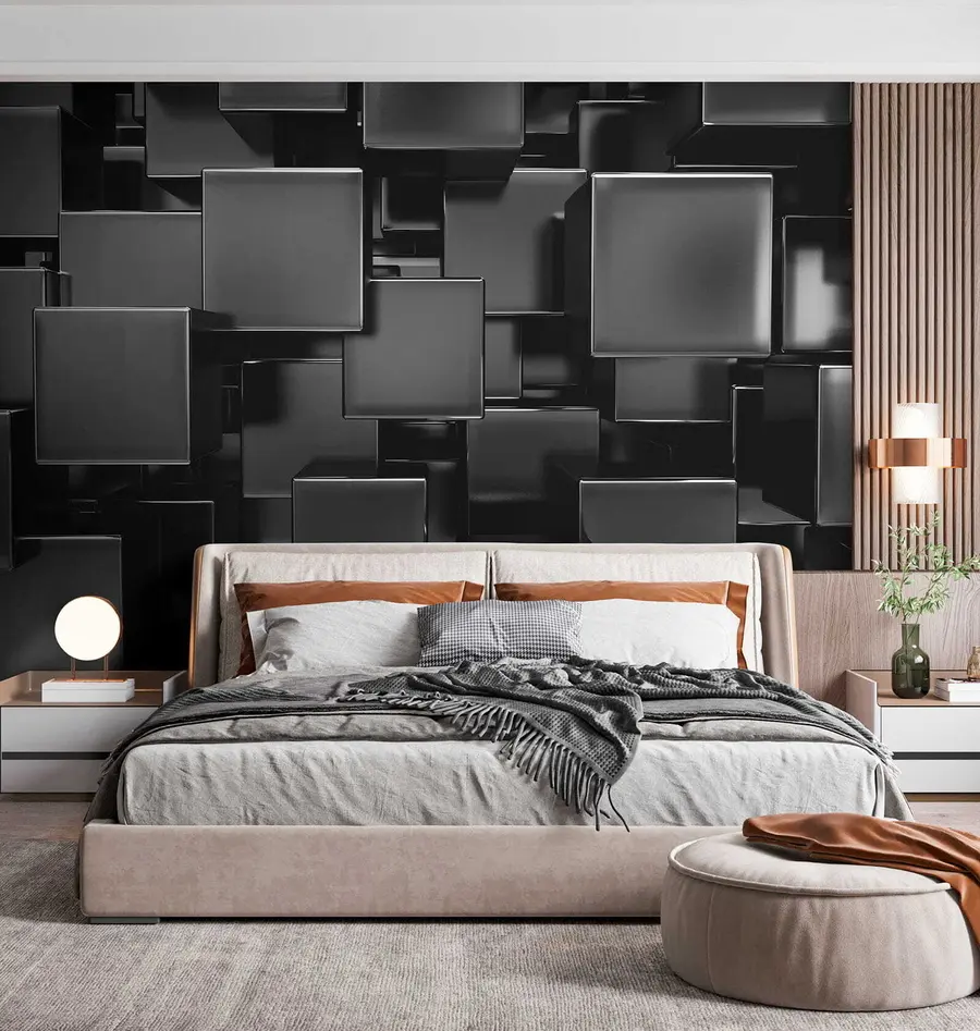 carta da parati Cubi in titanio anodizzato nr. u53412