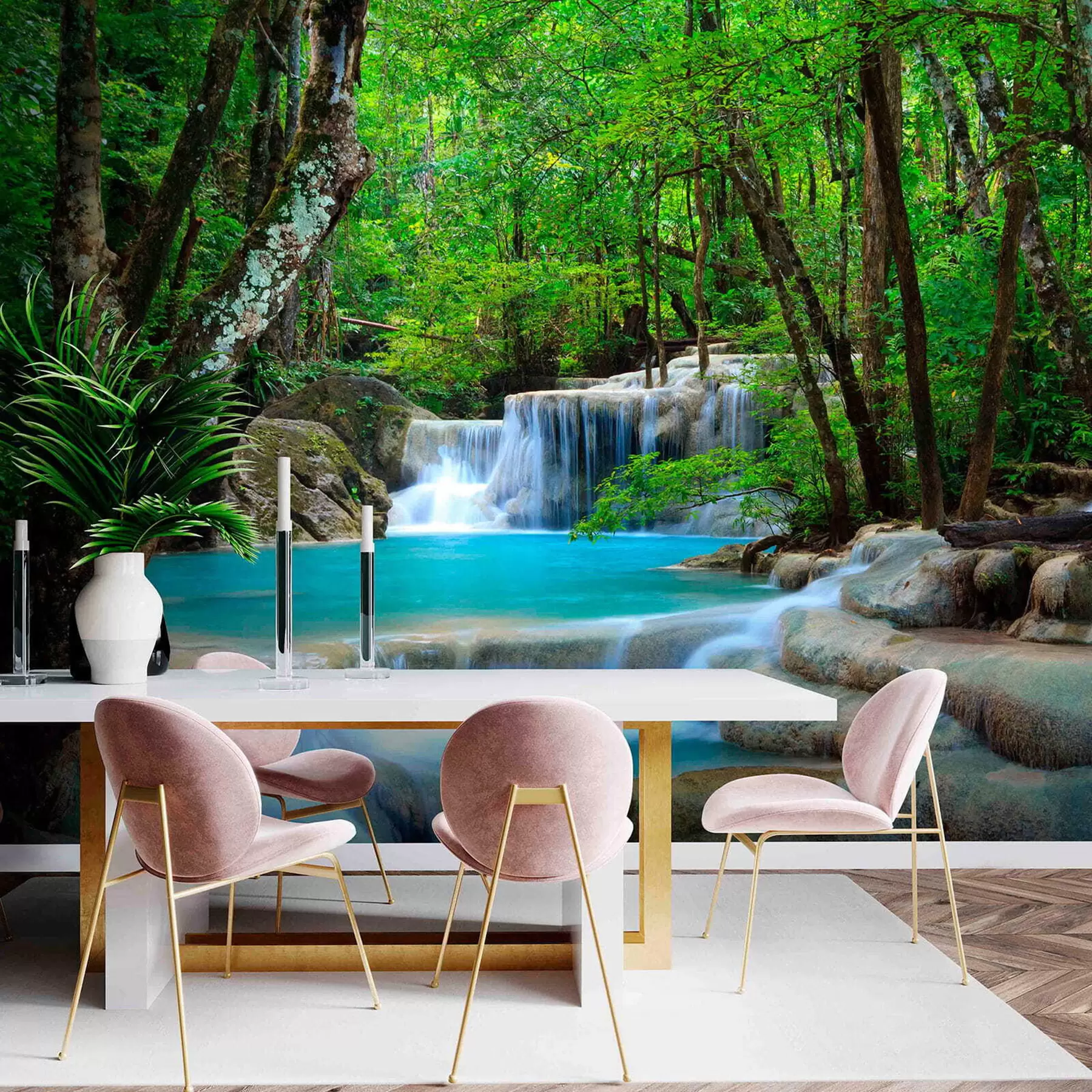 carta da parati Rapide della cascata nella foresta nr. u54260