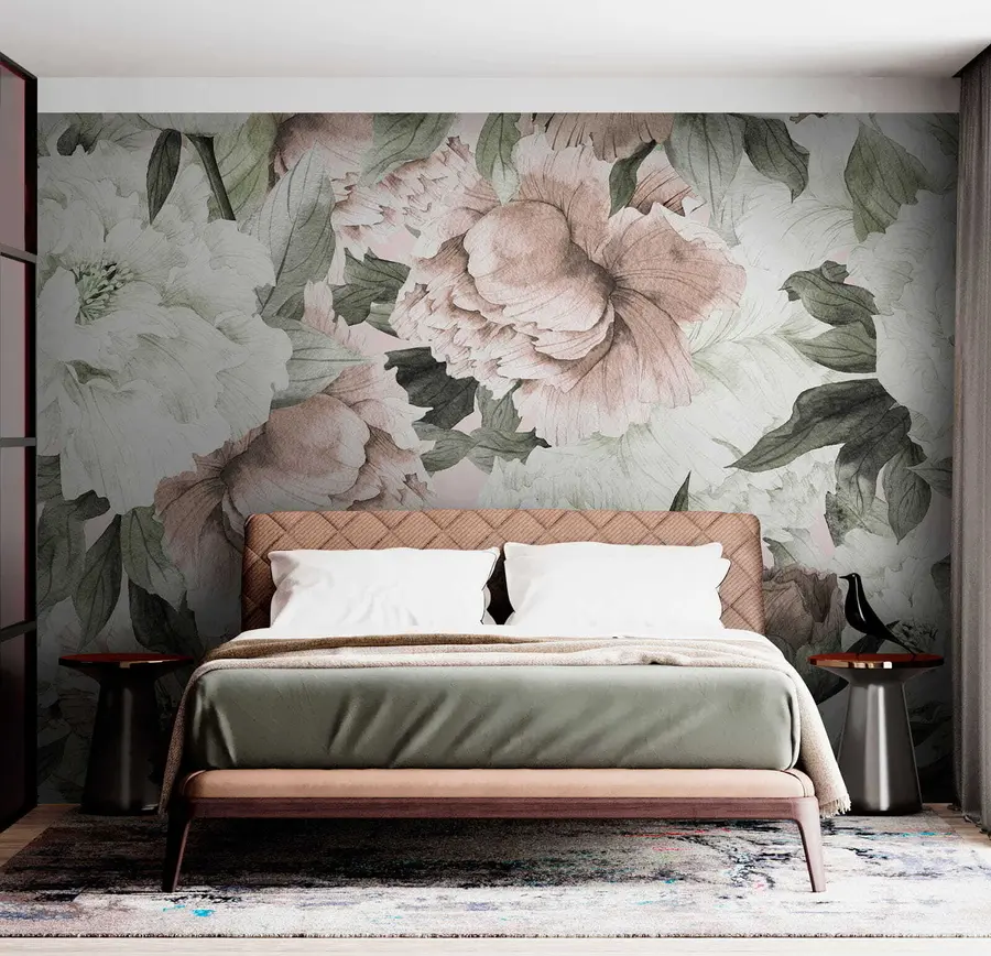 Carta da parati Floreale Peonie disegnate n. u55910