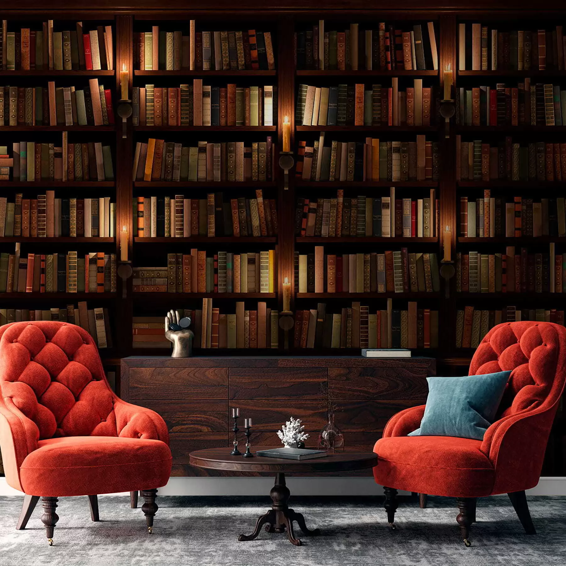 Carta da parati che aumenta lo spazio Libreria