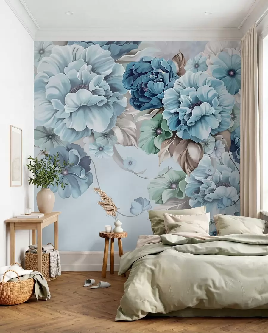 Carta da parati 3D Fiori Bouquet di fiori azzurri n. u59900