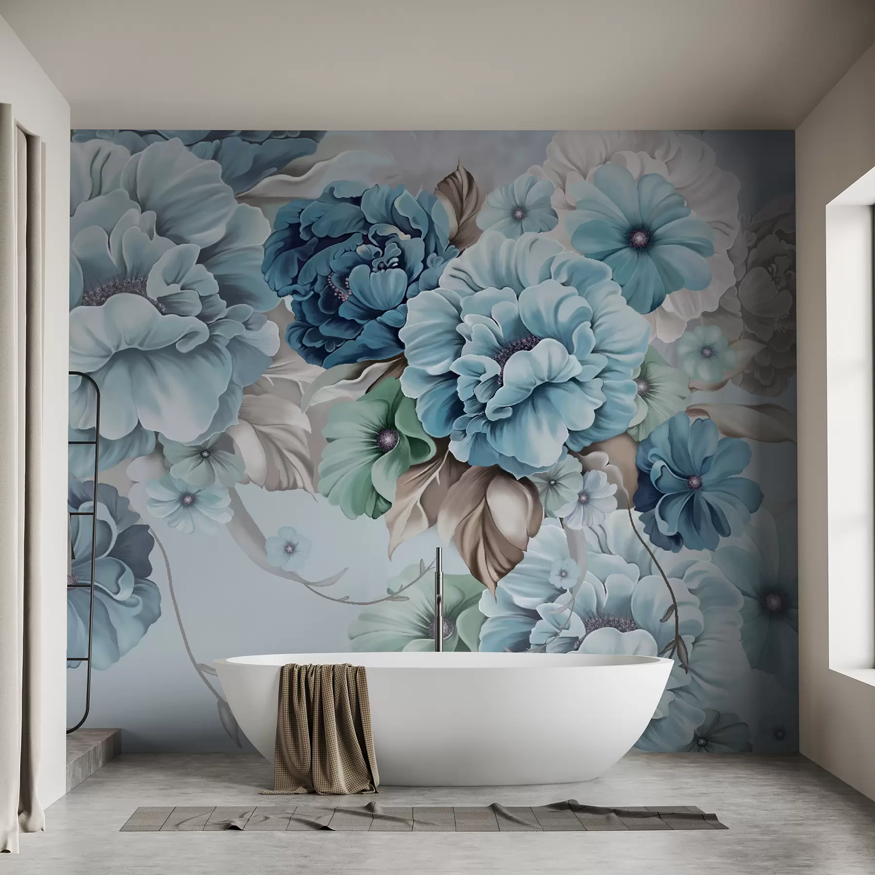 Carta da parati 3D Fiori Delicati fiori blu n. u59900