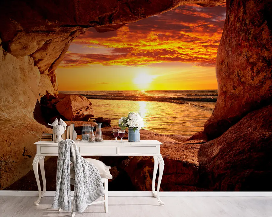 Carta da parati nature Tramonto tra le rocce 