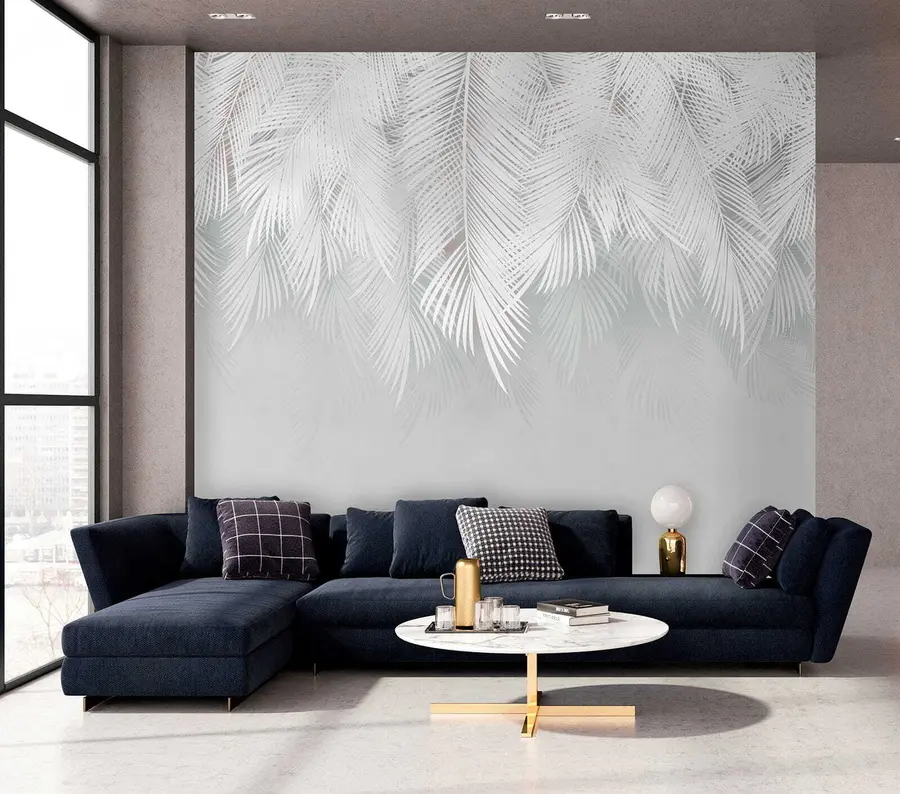 Carta da parati Tropici della Foresta Rami di palma pendenti n. u60201