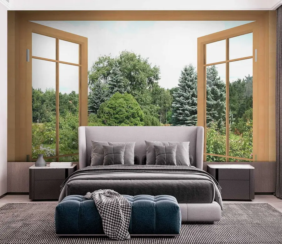 Carta da parati Finestre Vista dalla finestra sulla foresta