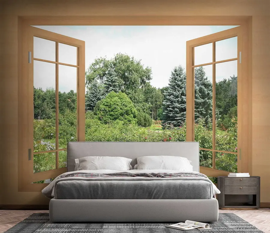 Carta da parati Finestre Vista dalla finestra sulla foresta