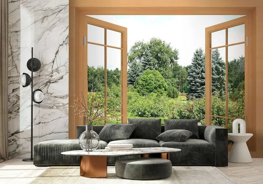 Carta da parati Finestre Vista dalla finestra sulla foresta