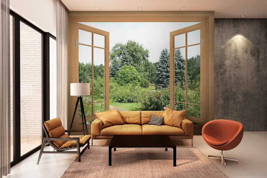 Carta da parati Finestre Vista dalla finestra sulla foresta