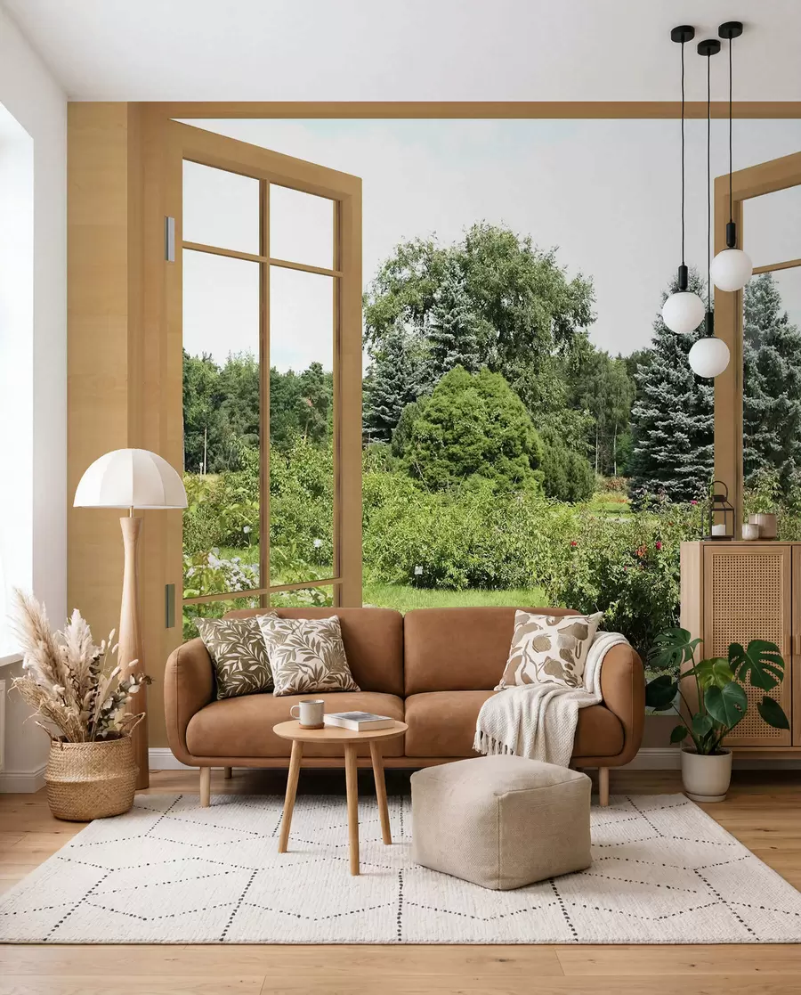 Carta da parati Finestre Finestra aperta sul giardino