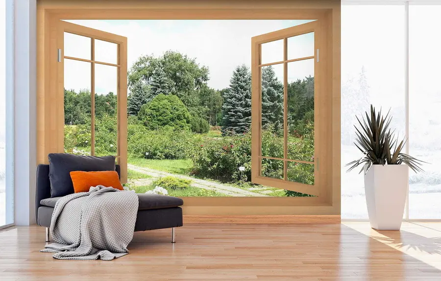 Carta da parati Finestre Vista dalla finestra sulla foresta