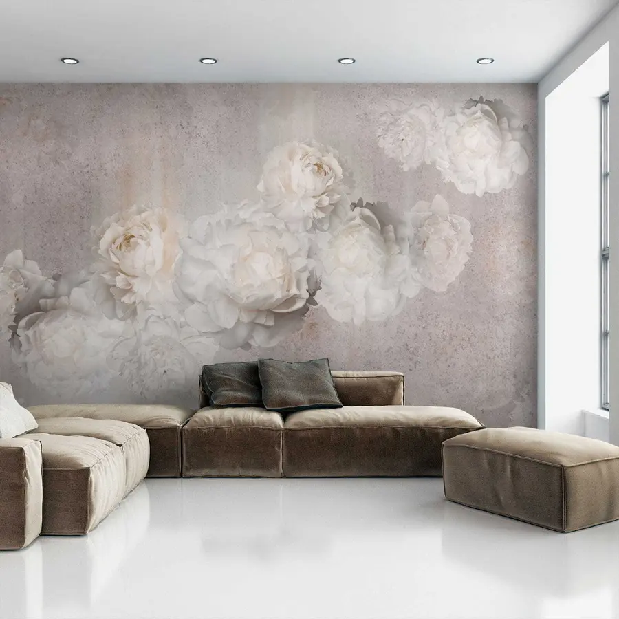 carta da parati Fiori d'epoca su sfondo grigio nr. u61610