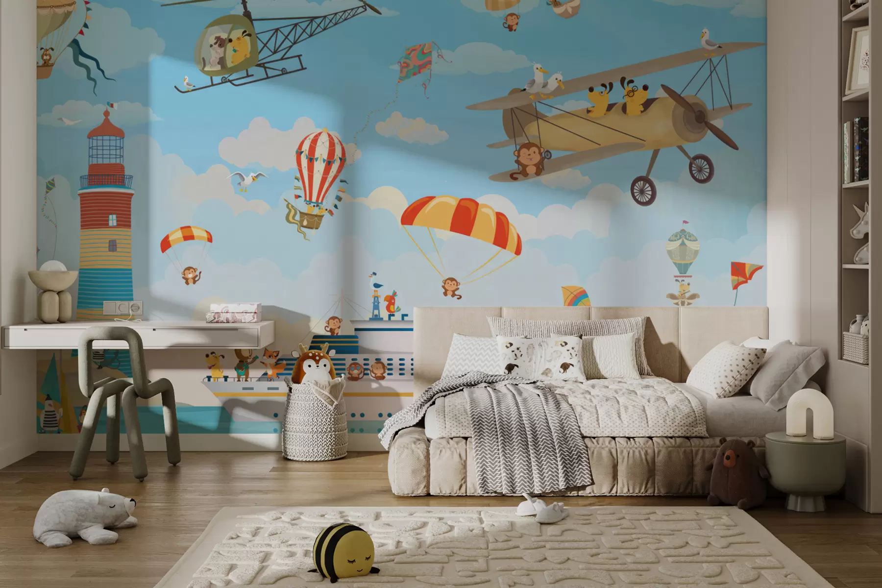 Carta da parati per Bambini Animali nella città portuale 