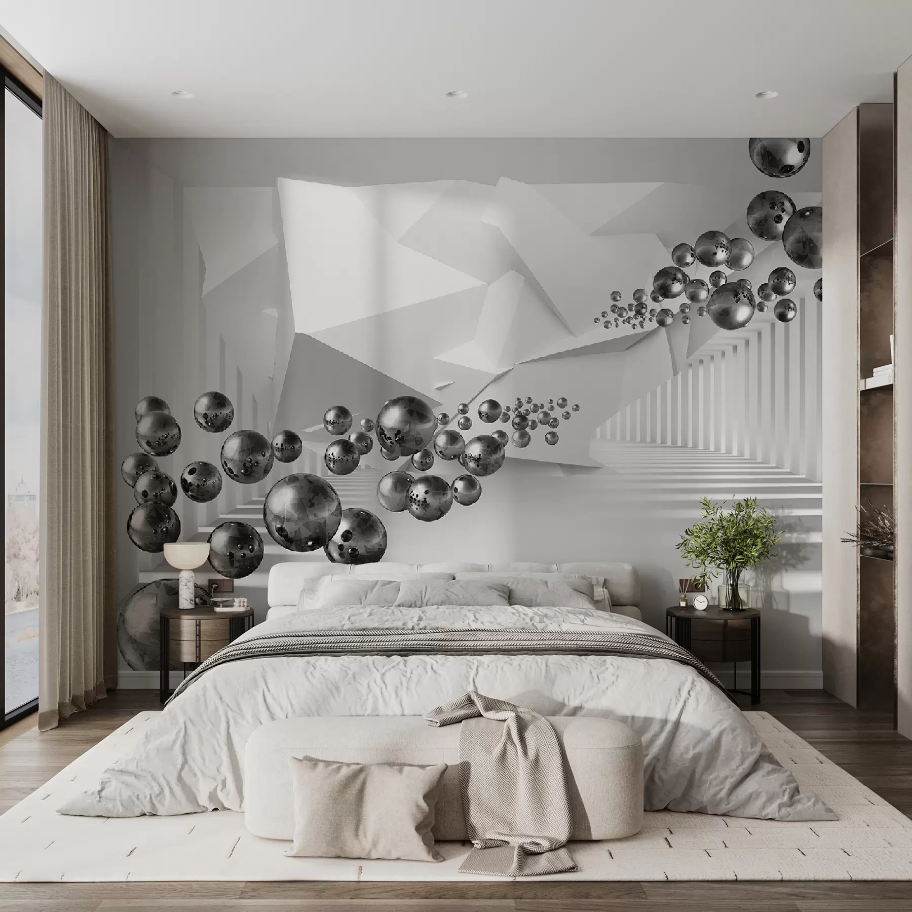 Carta da parati 3D in grigio 