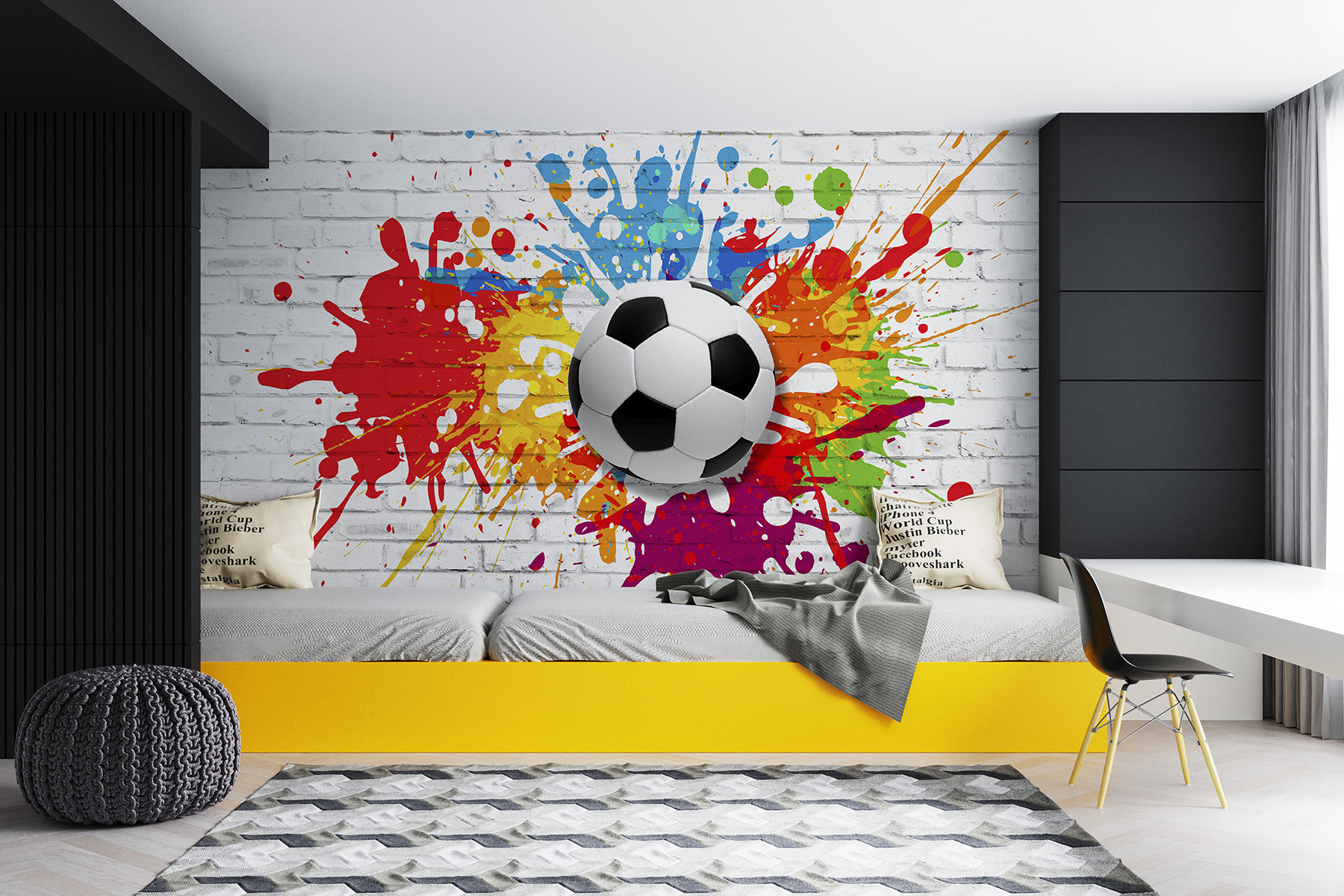 PREMIUM Carta Da Parati In TNT 100x70 Cm – Fotomurale Calcio In Bianco E Nero, Decorazione XXL Per Pareti, Moderna E Senza Odori