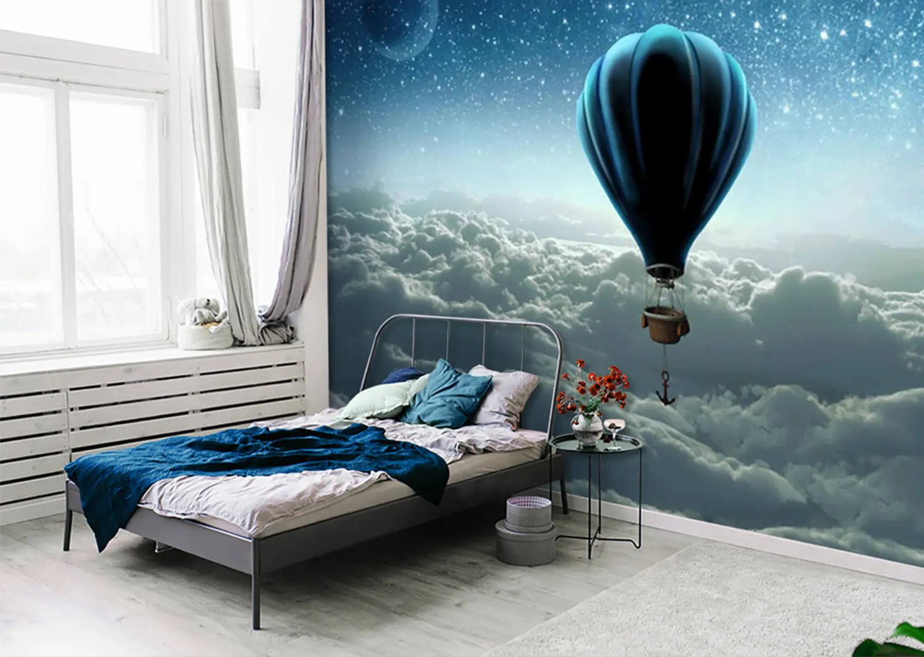 Carta da parati Cielo Mongolfiera sullo sfondo del cielo notturno n. u70538