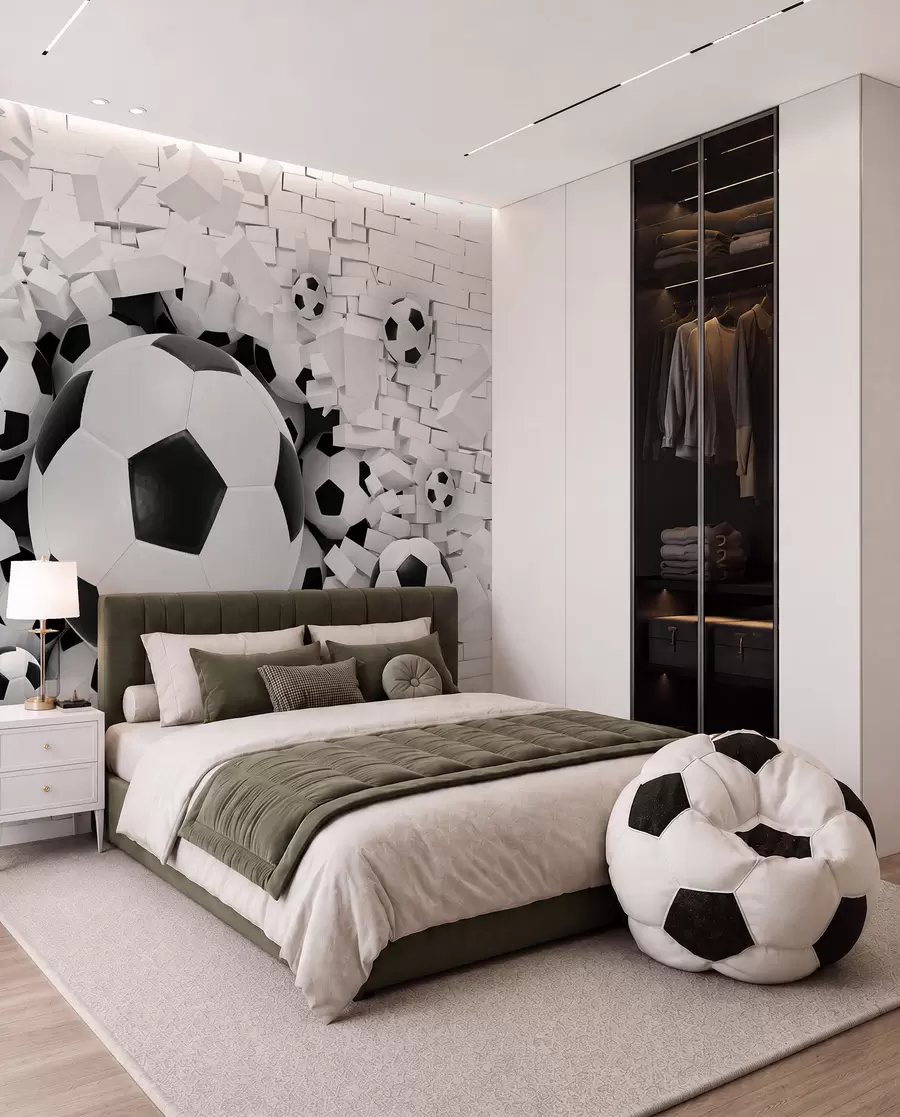carta da parati Il pallone da calcio sfonda il muro nr. u70633