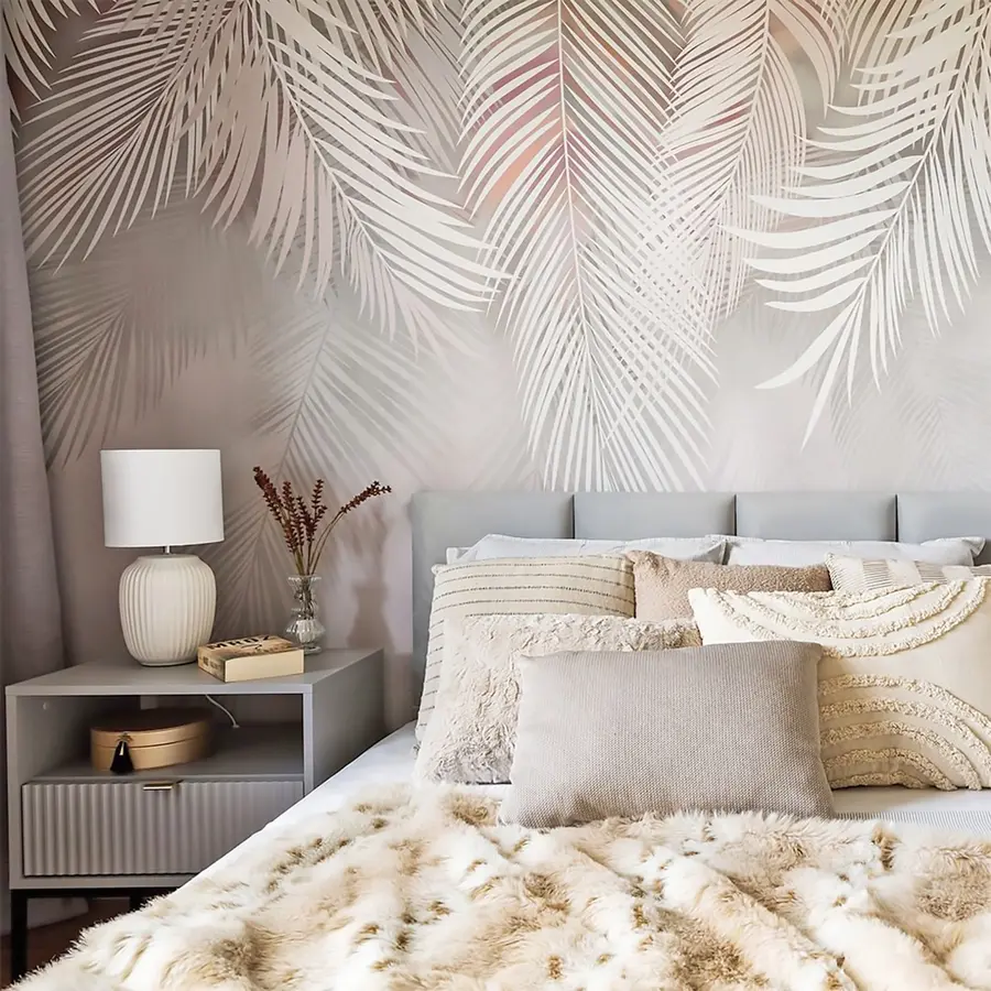 Carta da parati Tropici della Foresta Foglie di palma grigie n. u48556