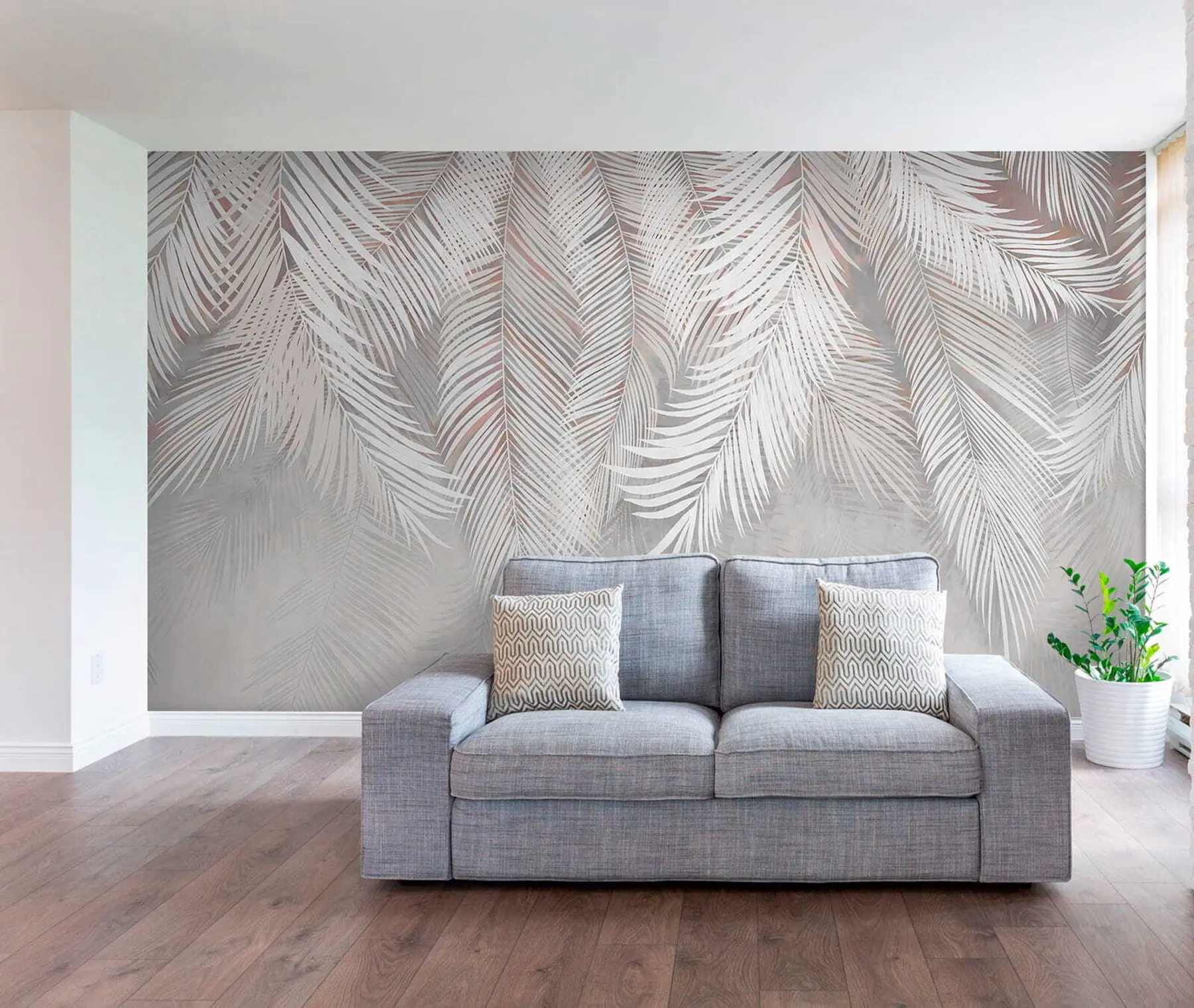Carta da parati Tropici della Foresta Foglie di palma grigie n. u48556