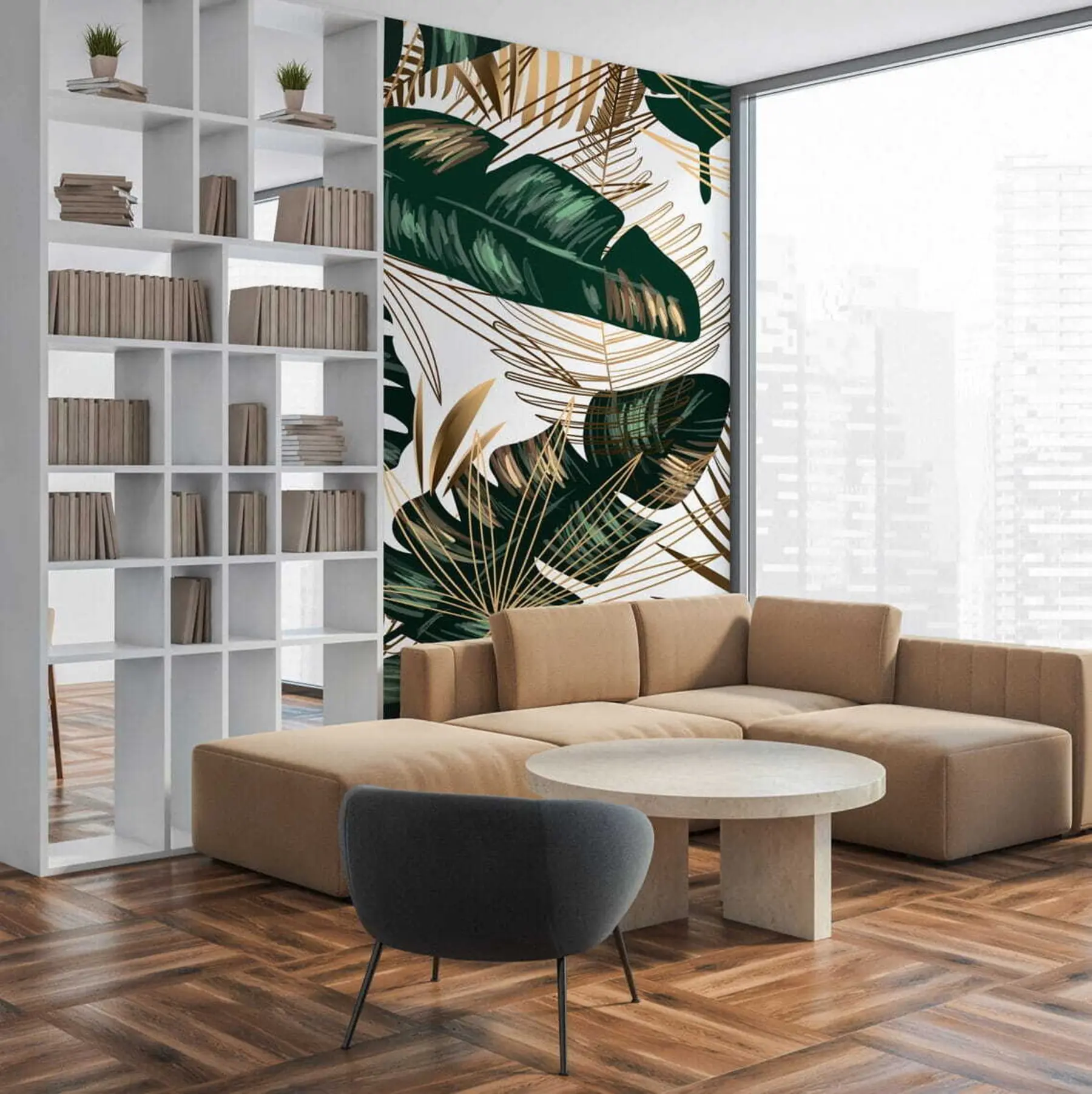 Carta da parati nature Foglie di banano e foglie di palma 