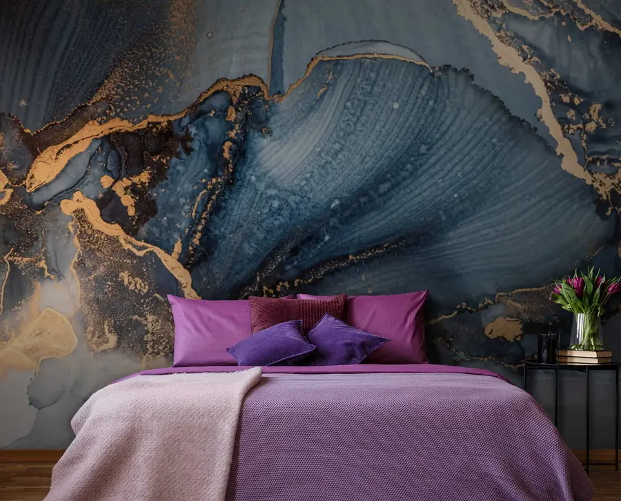 carta da parati Arte astratta blu, marmo, fluido nr. u70781