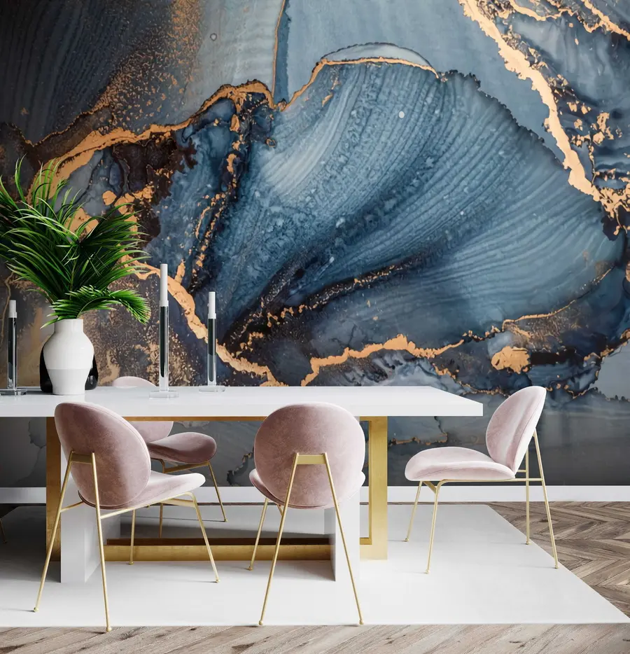 carta da parati Arte astratta blu, marmo, fluido nr. u70781