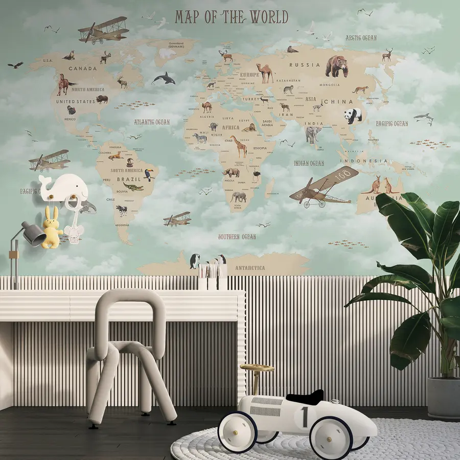 carta da parati Mappa del mondo per bambini nr. u25042