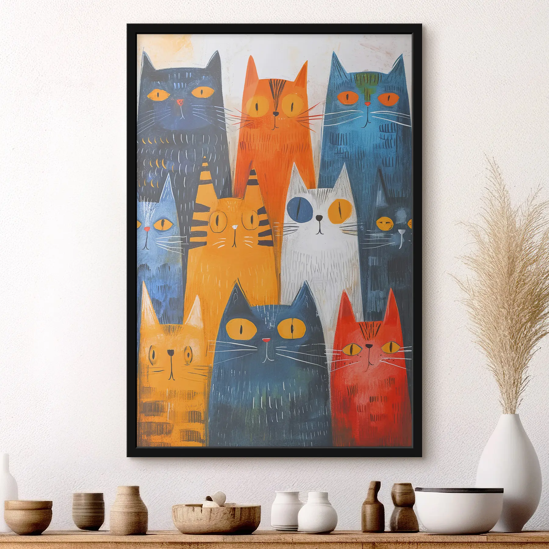 carta da parati Gatti colorati si riuniscono felicemente nr. f37559