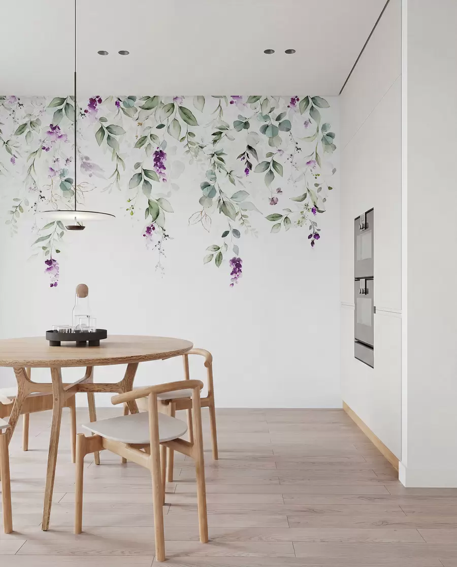 carta da parati composizione ad acquerello con fiori di lavanda nr. u99687