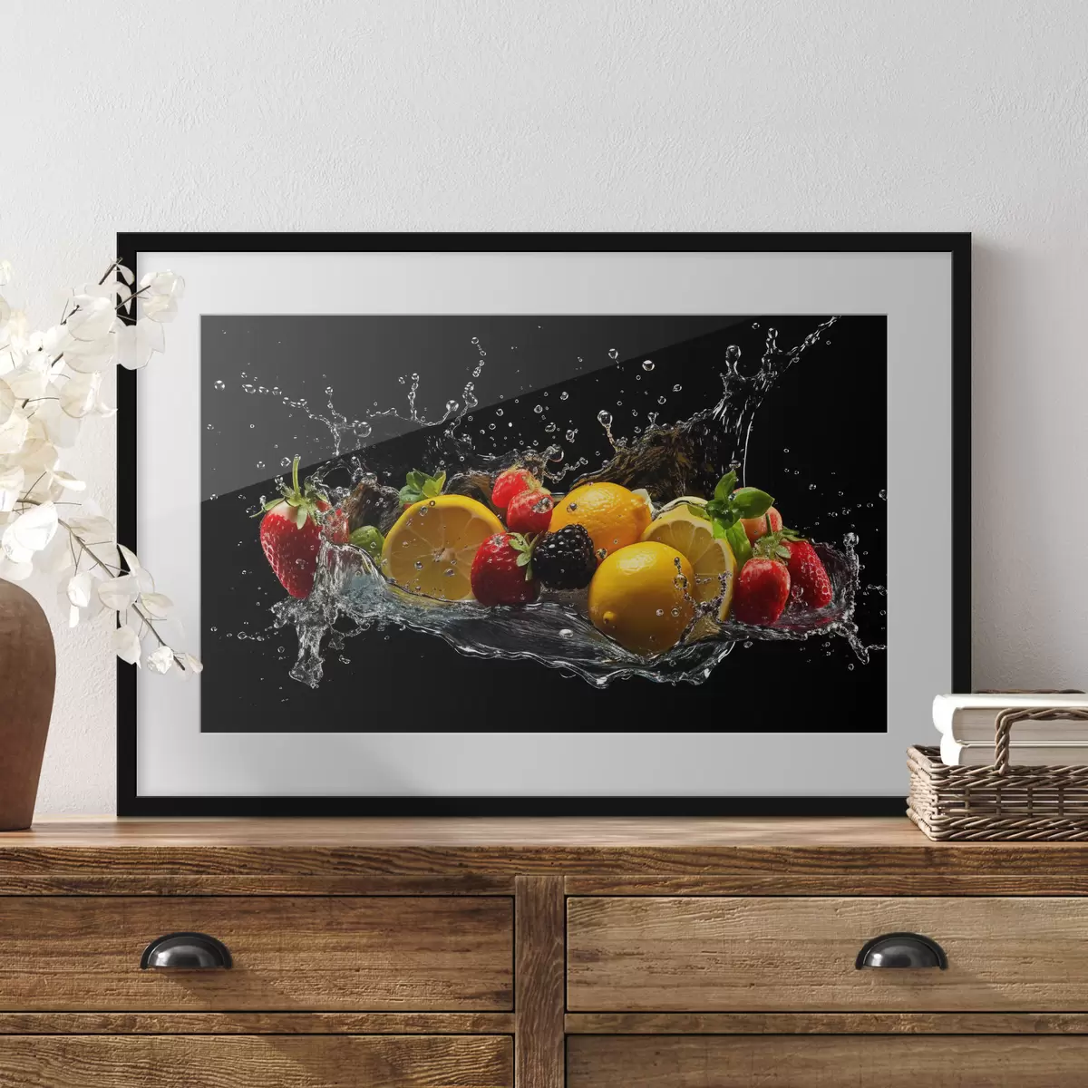 Poster Frutti che sguazzano nell'acqua rinfrescante f37044