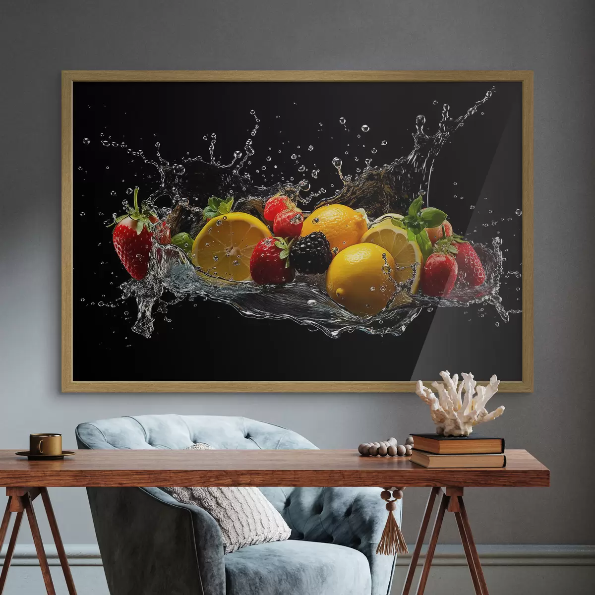 Poster Frutti che sguazzano nell'acqua rinfrescante f37044