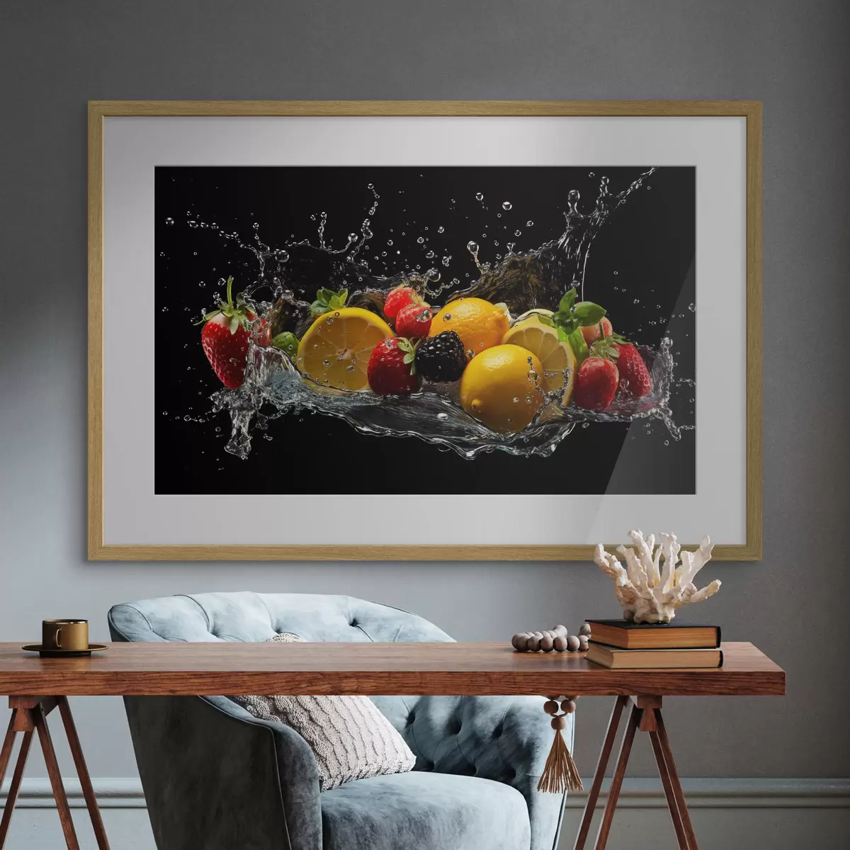 Poster Frutti che sguazzano nell'acqua rinfrescante f37044