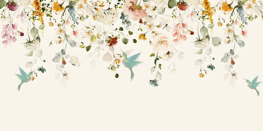 carta da parati Fiori e colibrì nr. u59610d2