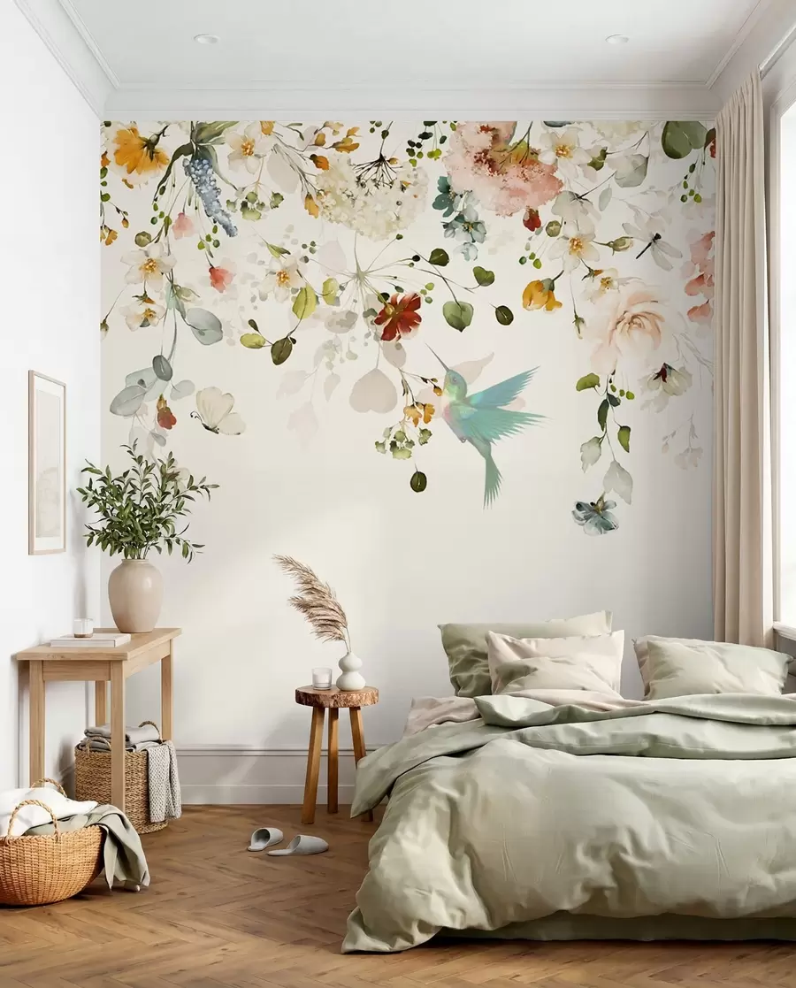 carta da parati Fiori e colibrì nr. u59610d2
