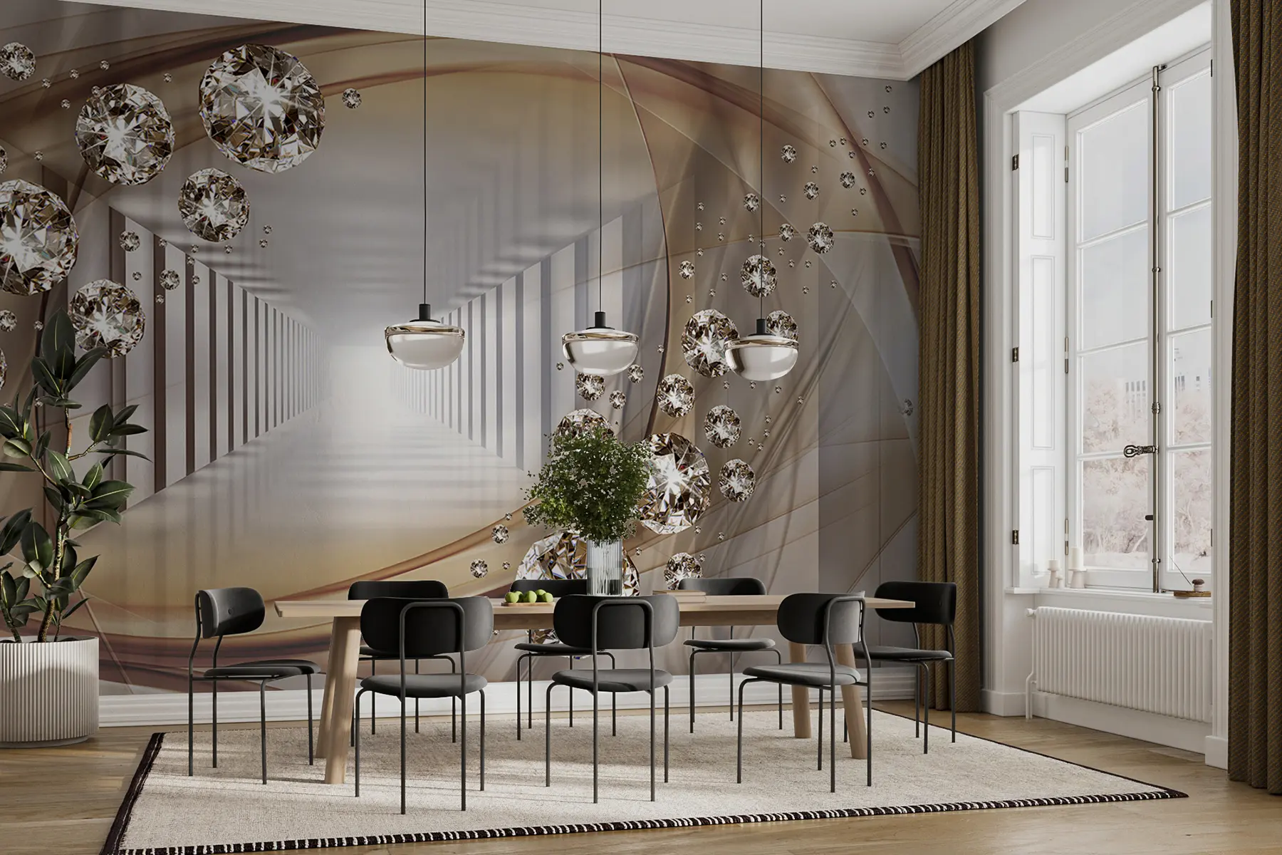 Carta da parati 3D Tunnel Tunnel di strass n. u79958d2