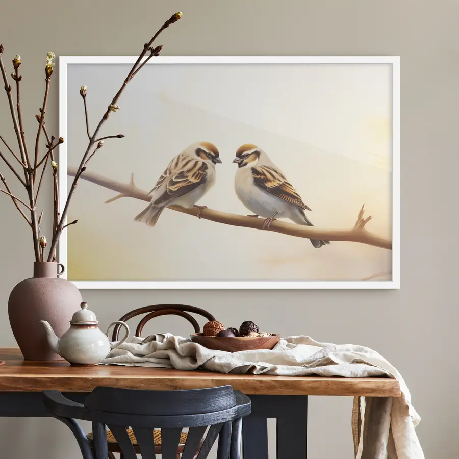 carta da parati Due passeri insieme su un ramo nr. f37393