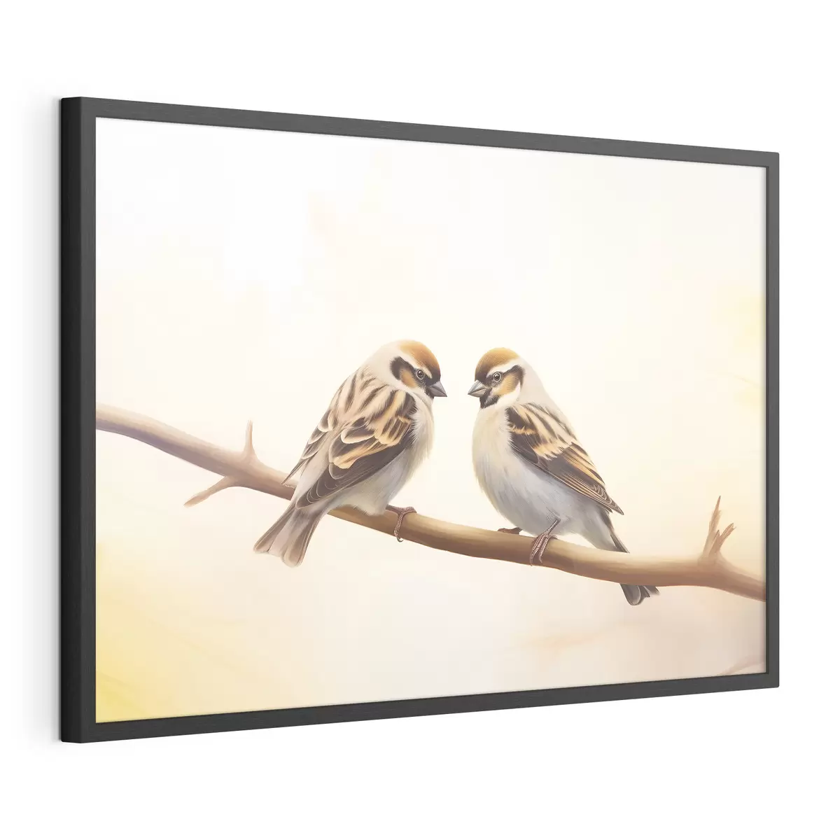 Poster Due passeri insieme su un ramo f37393