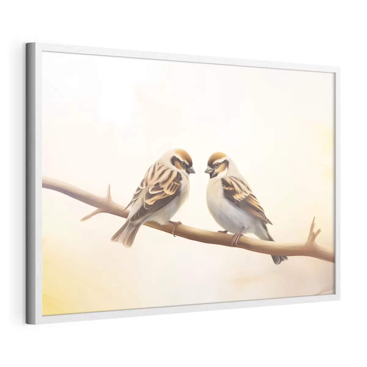 Poster Due passeri insieme su un ramo f37393