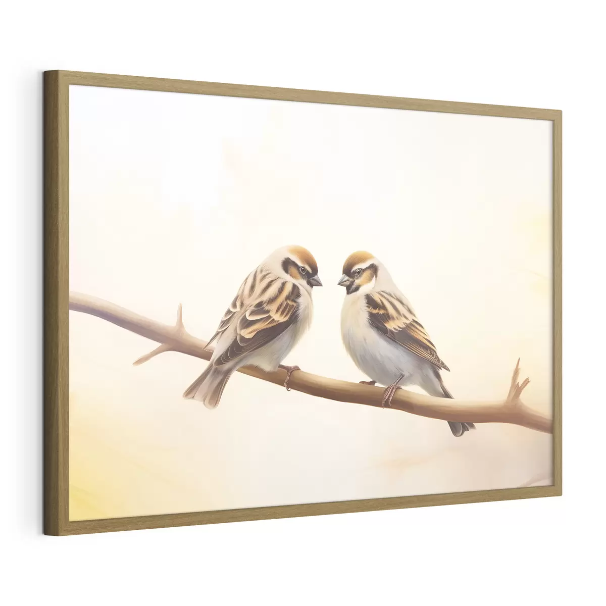 Poster Due passeri insieme su un ramo f37393