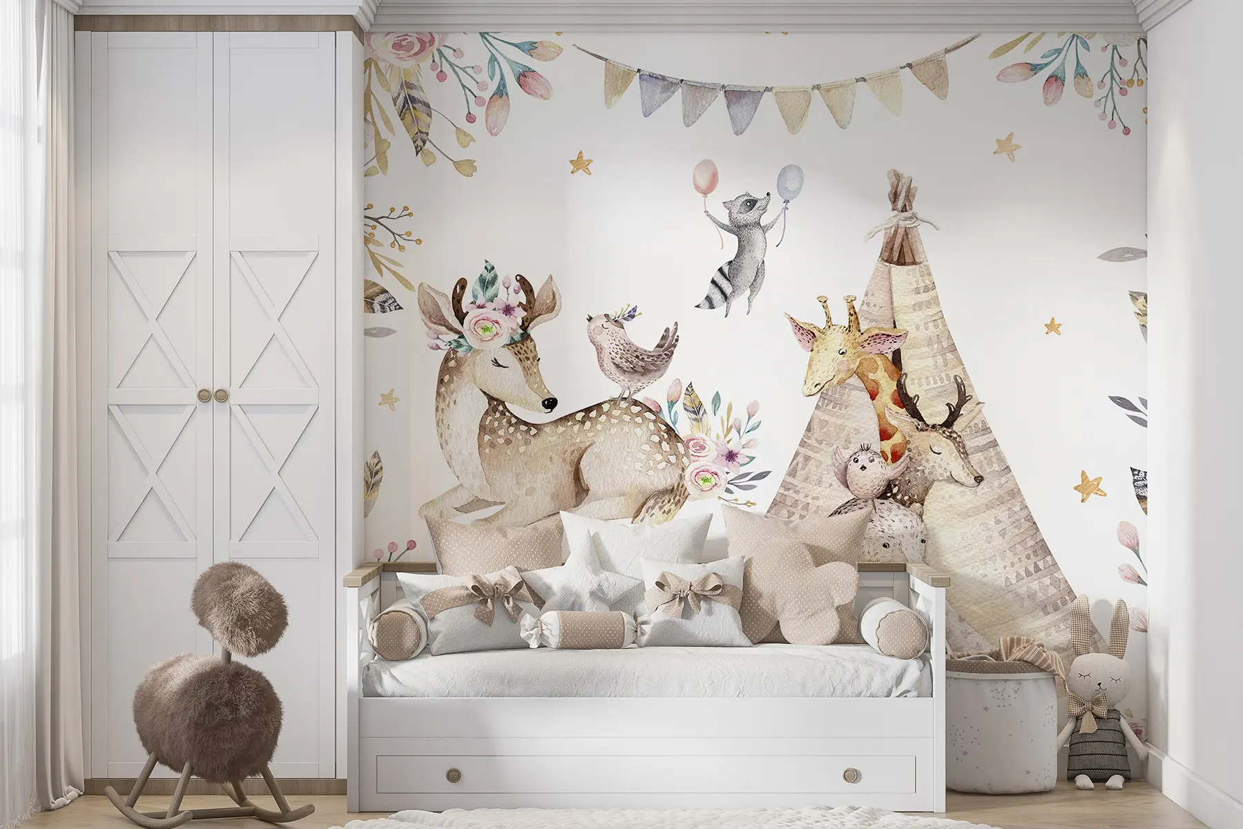 Carta da parati per Bambini Festa da favola con animali 