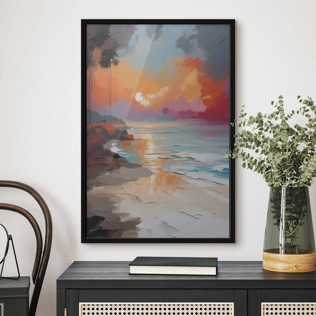 Poster Tramonto vibrante su una spiaggia serena f37800