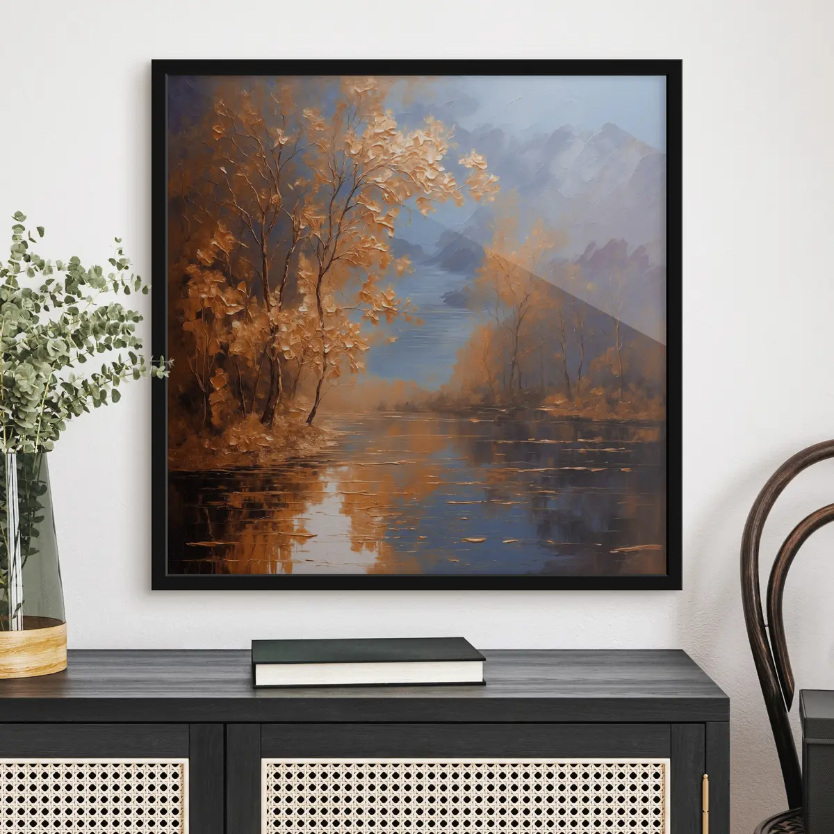 Poster Lago nella foresta autunnale f37804