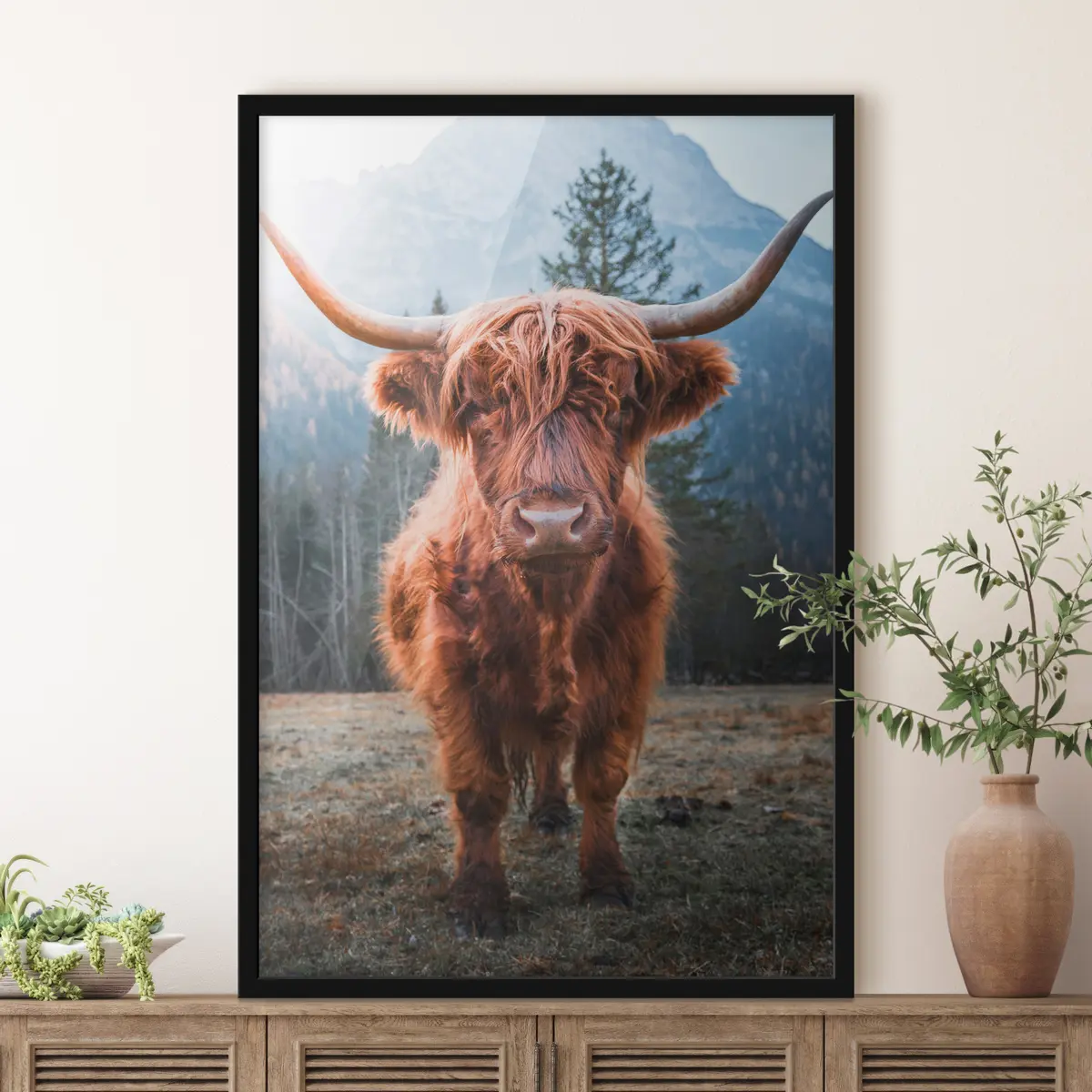 Poster Maestosa mucca di montagna nella natura f37629