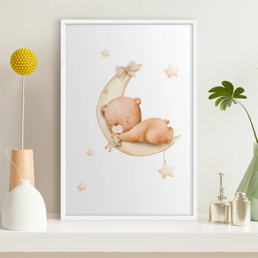 carta da parati Orso coccoloso che sogna sulla luna nr. f37917