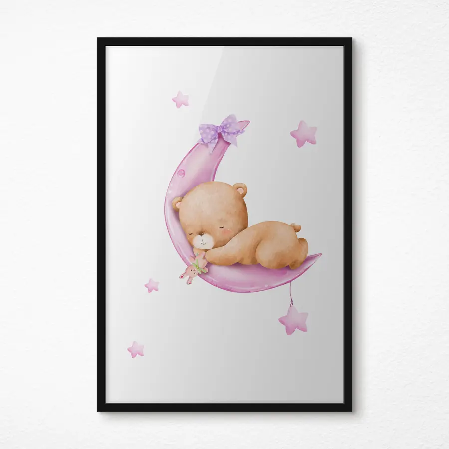 carta da parati Orso sognante su una luna accogliente nr. f37917v2