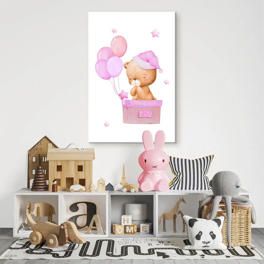 carta da parati Simpatico orso che festeggia con i palloncini nr. s37918v2