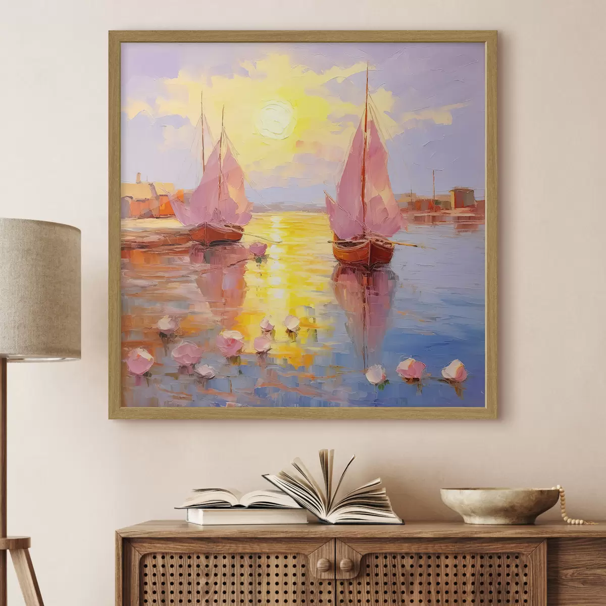 Poster Navigare in un vibrante tramonto f37881